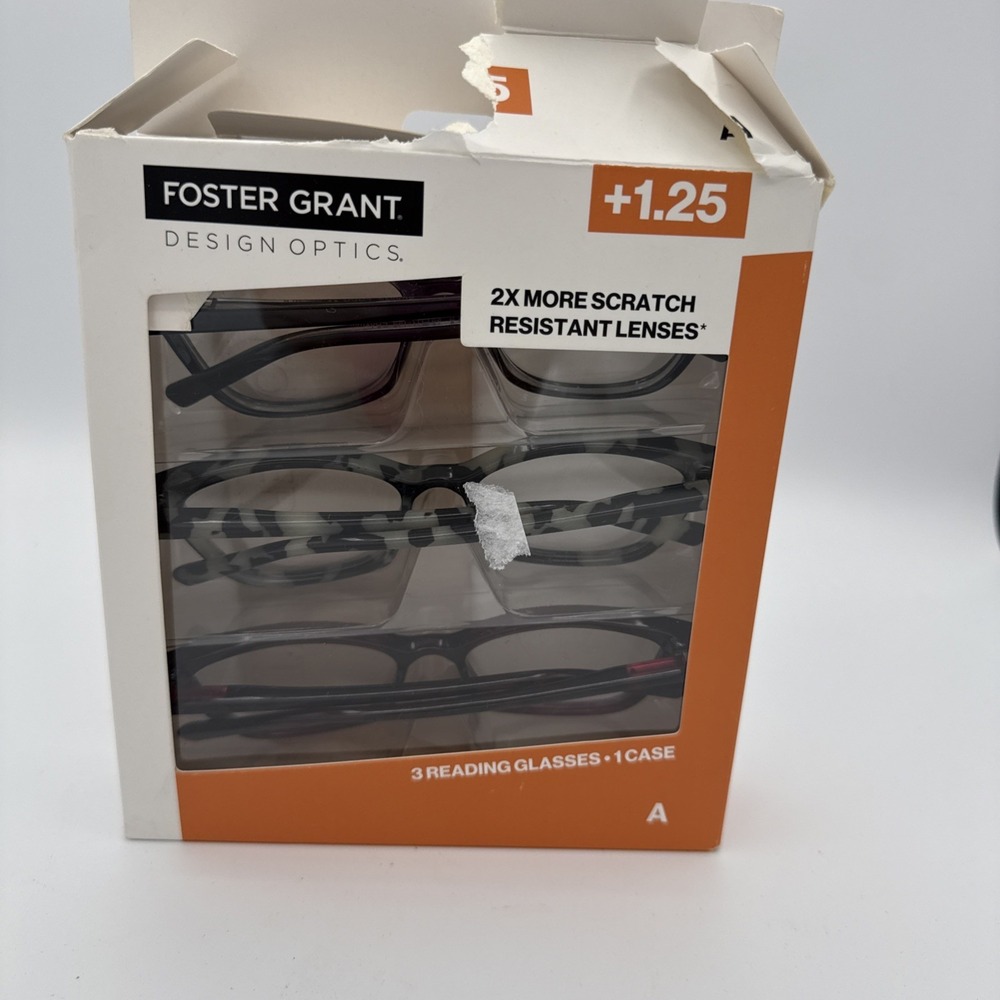 Foster Grant Style C Reading Glasses 3 Pack +1.25 Open Box